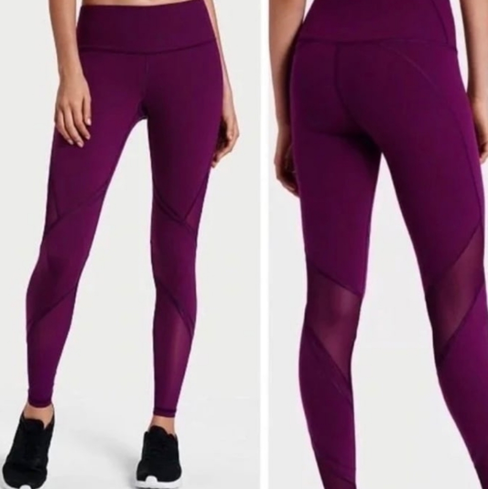 Victoria's Secret Knockout Tight Leggings Yoga XS, Plum Purple Violet Mesh